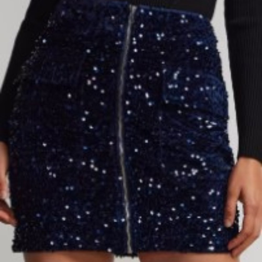 Blue Sequined Skirt
